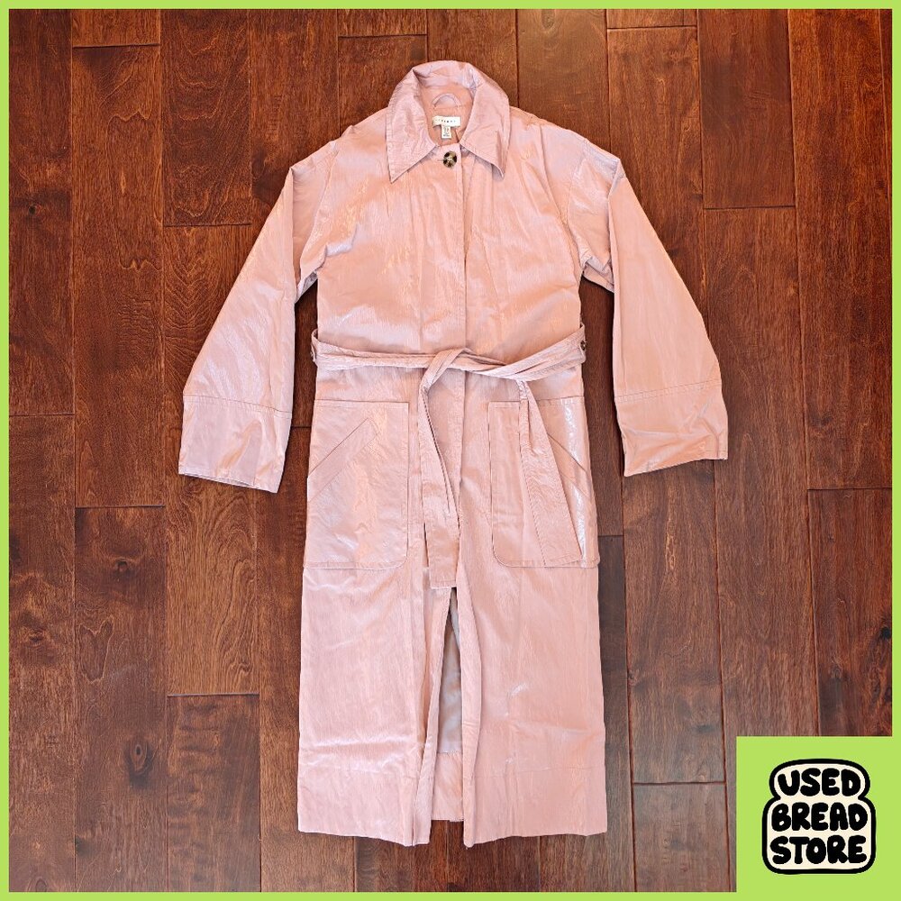 Topshop Pink Size US 2 Iridescent Crinkled Vinyl Trench Coat Barbiecore Y2K